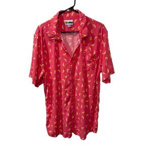 Tipsy Elves Mens Banana Print Short Sleeve Button-Up Shirt Size 3XL Lightweight